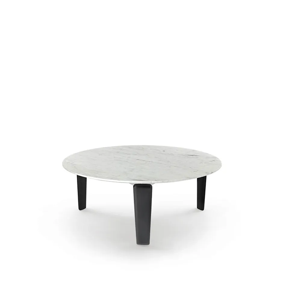 Tablet Small Table Ø 80 x 43 cm, Top Marble Carrara, Structure Black