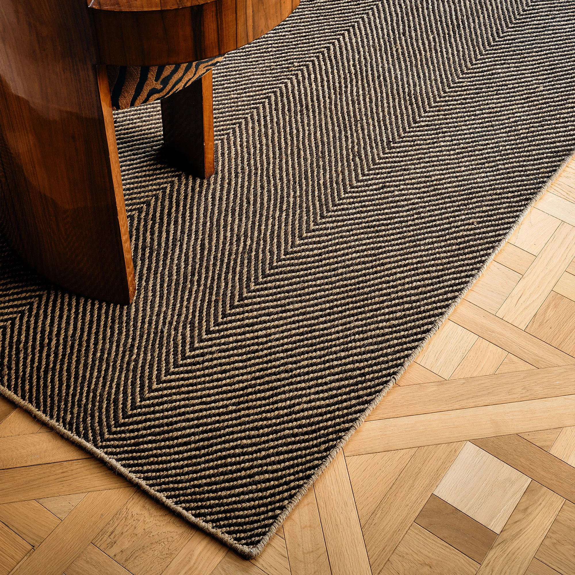 Jute Herringbone Natural/Black løper