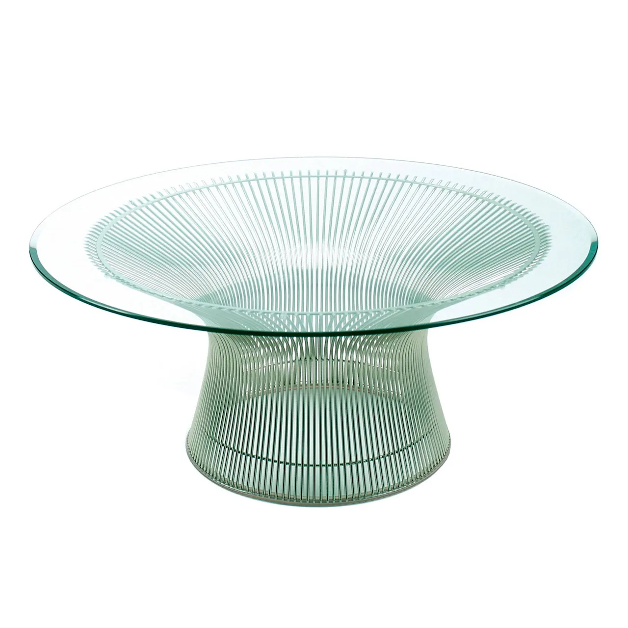 Platner Coffee Table, base in Polished Nickel, Ø 107 cm, top in black Marquina marble