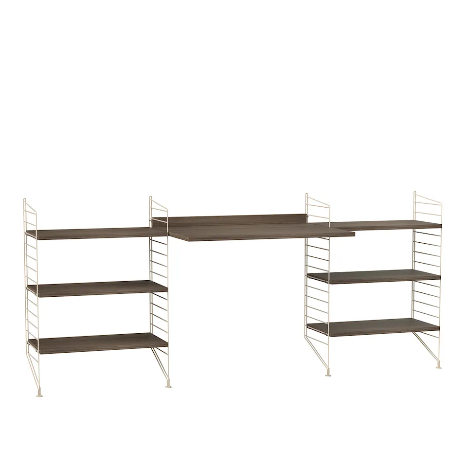 Kontor hyllesystem D valnøtt/beige