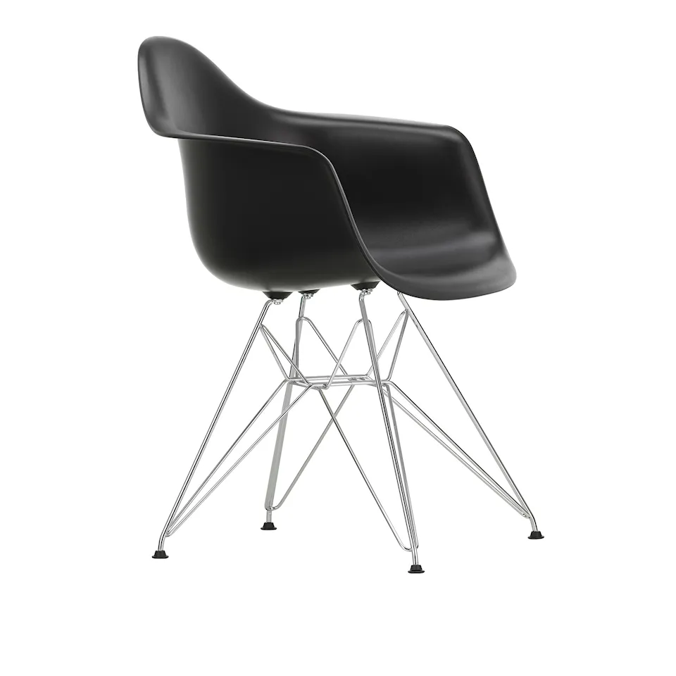 Eames Plastic Armchair DAR - 12 Deep Black - Chrome Base