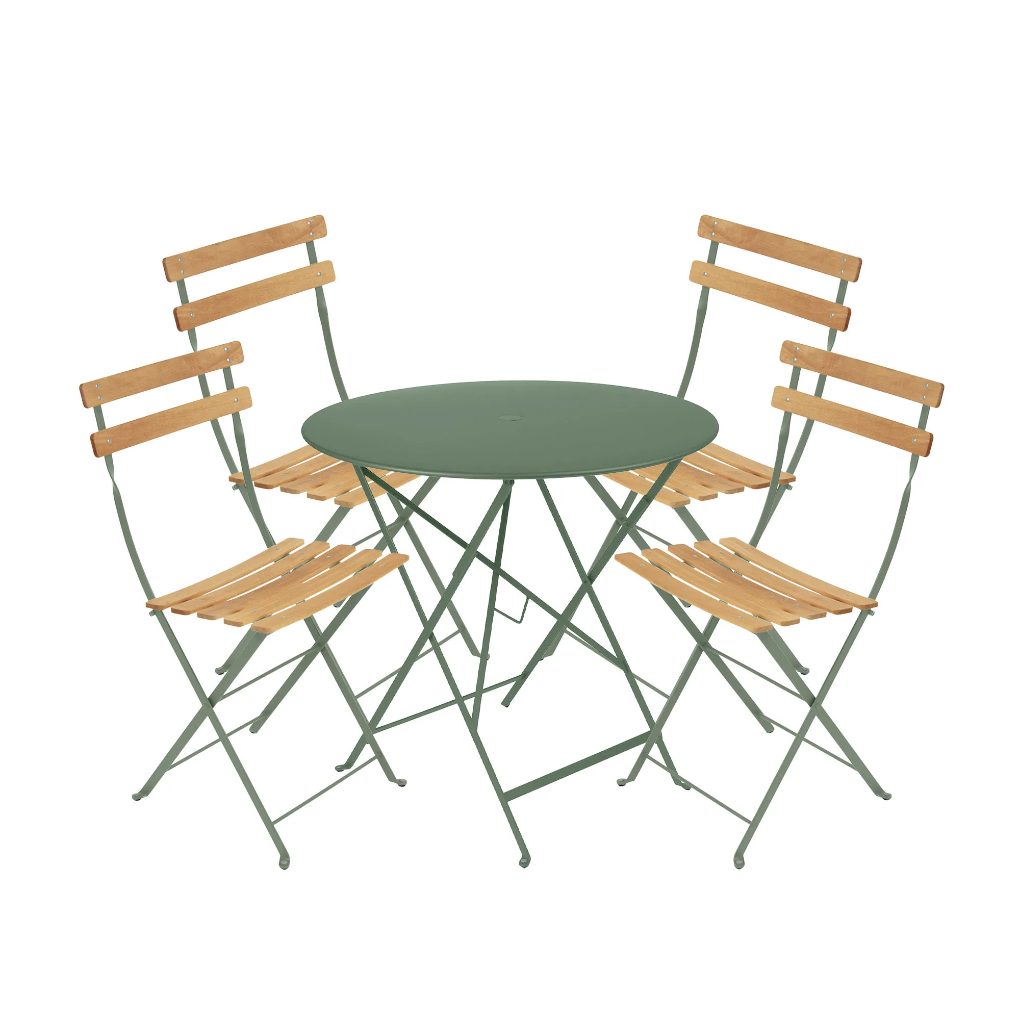 Bistro spisegruppe bord 77cm & 4 tre stoler - 1