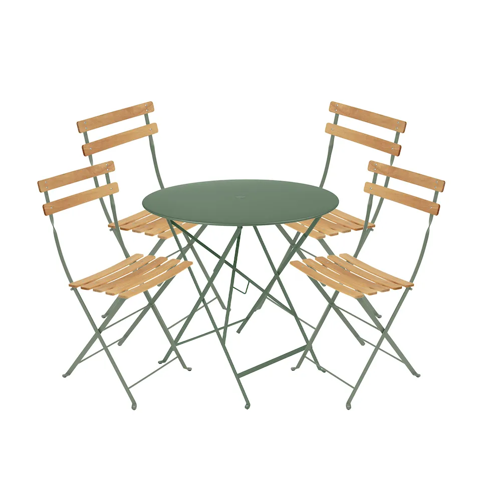 Bistro spisegruppe bord 77cm & 4 tre stoler