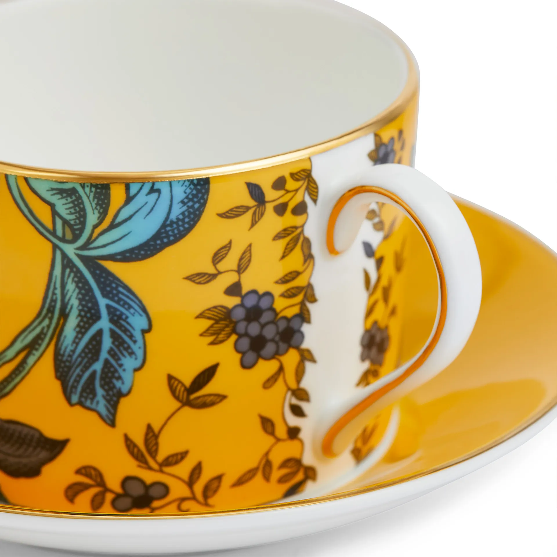 Wonderlust Yellow Tonquin Teacup  Saucer - Wedgwood - NO GA