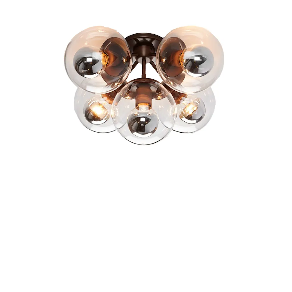 Modo Ceiling Mount 5 Globes Klarglas, Brons