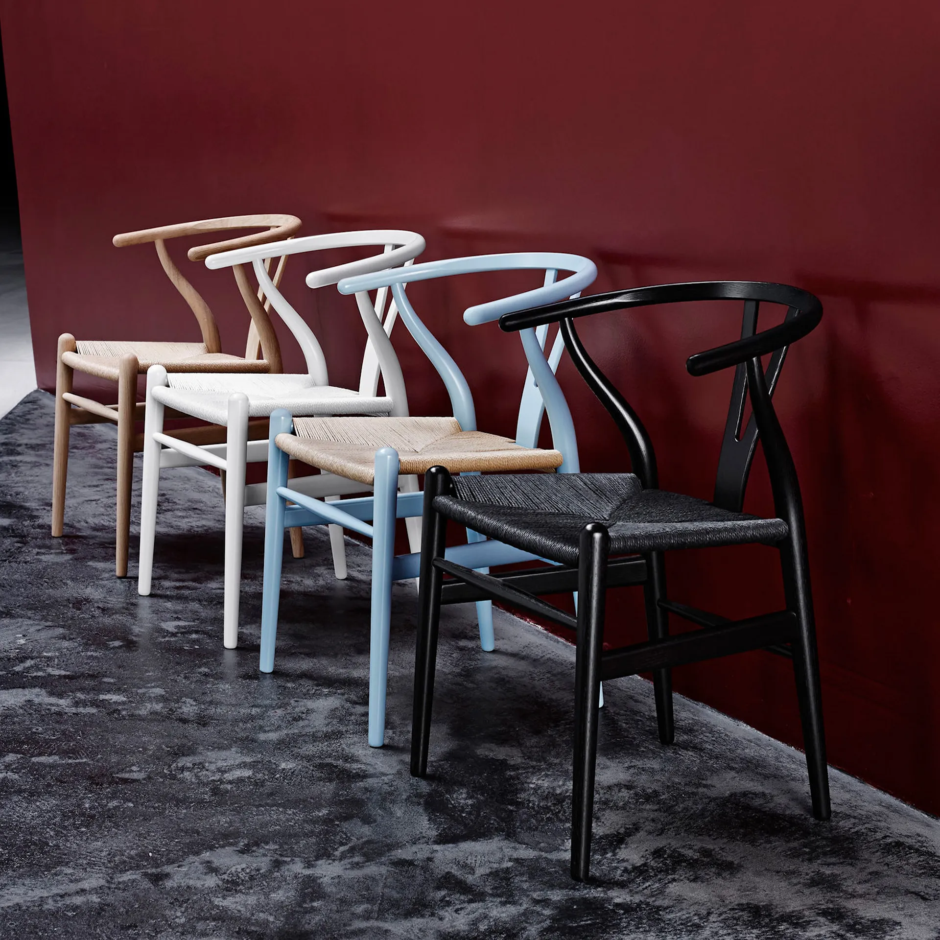 CH24 Y-stol - Ask/svart flettet papirsnor - Carl Hansen - Hans J. Wegner - NO GA