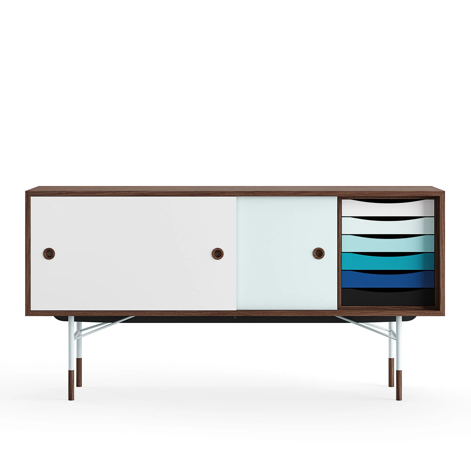 Sideboard Cold med lådor Walnut White/Light Blue - 1
