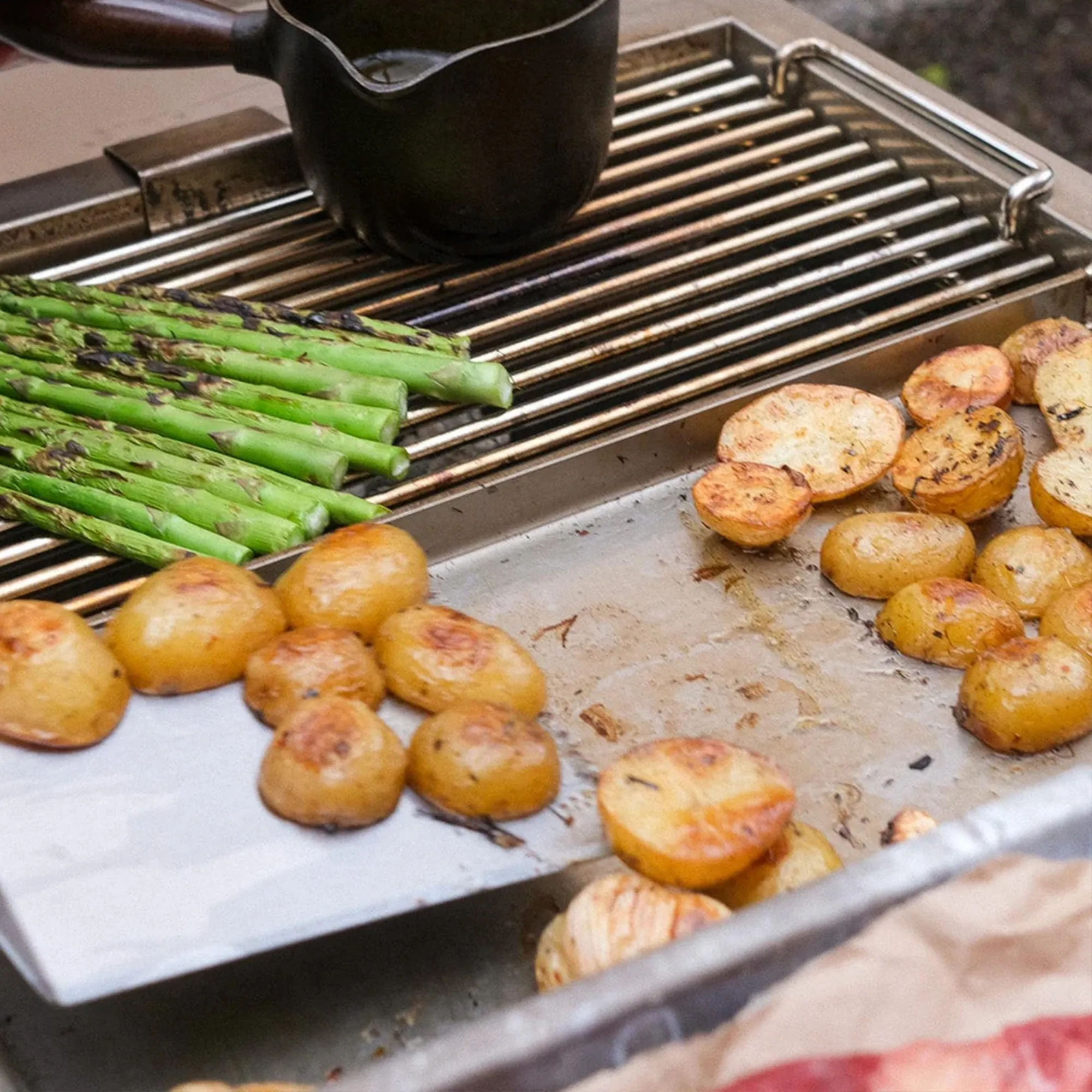 Kombinert L-formet utekjøkken med kullgrill og vask - 5