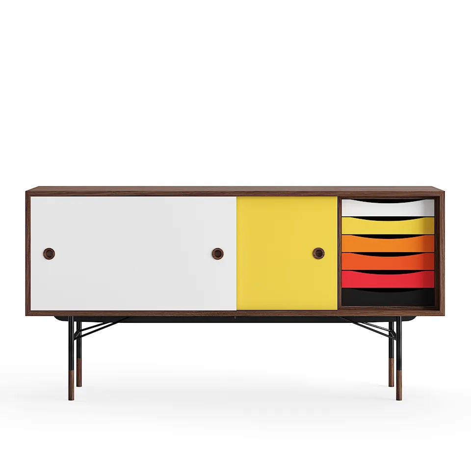 Sideboard Warm med lådor Walnut White/Yellow