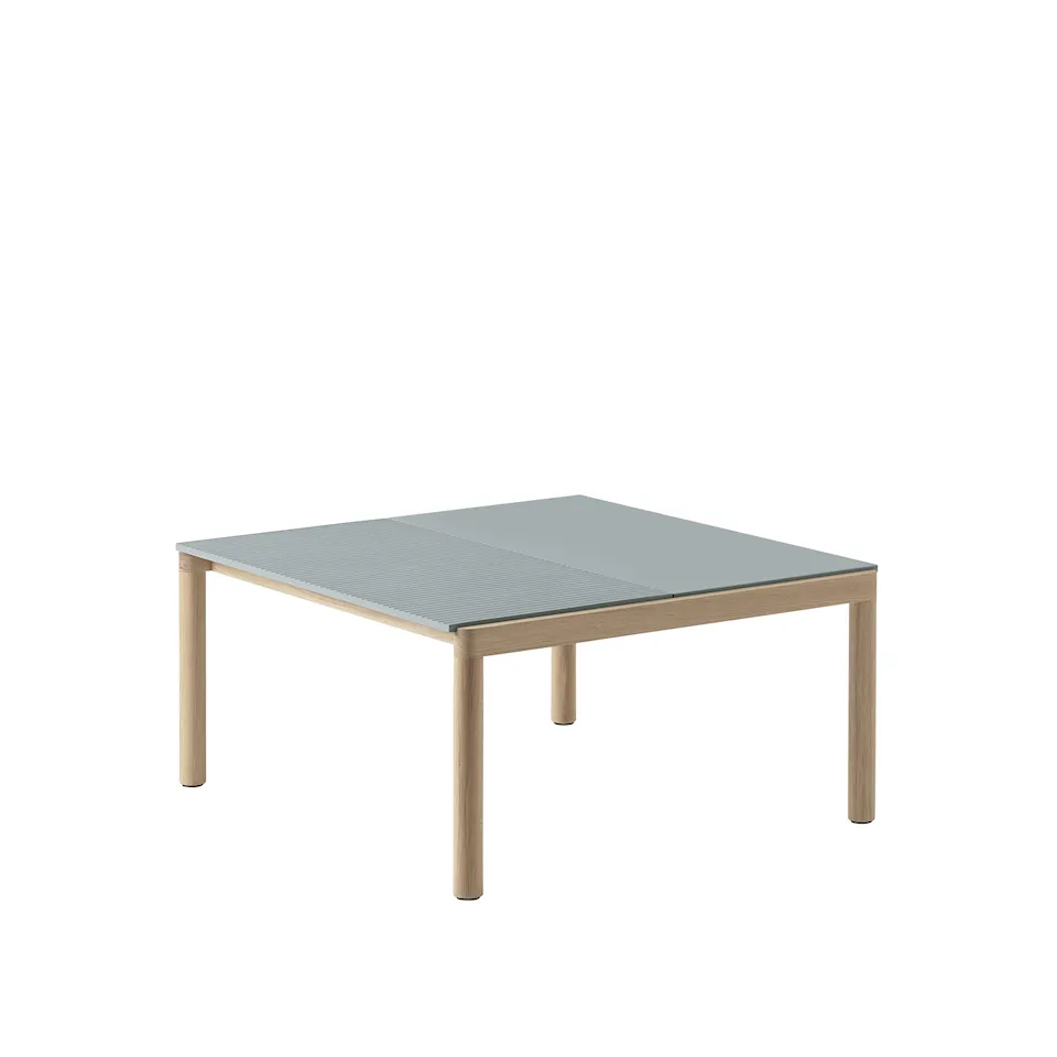 Couple Coffee Table / 80 x 84 x 40 cm - 1 Plain 1 Wavy - Pale Blue/Oak