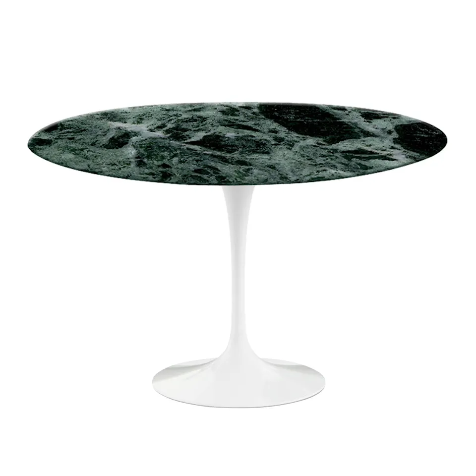 Saarinen Round Table - Dining table, Ø 120 cm, White frame, matt green Alpi marble top