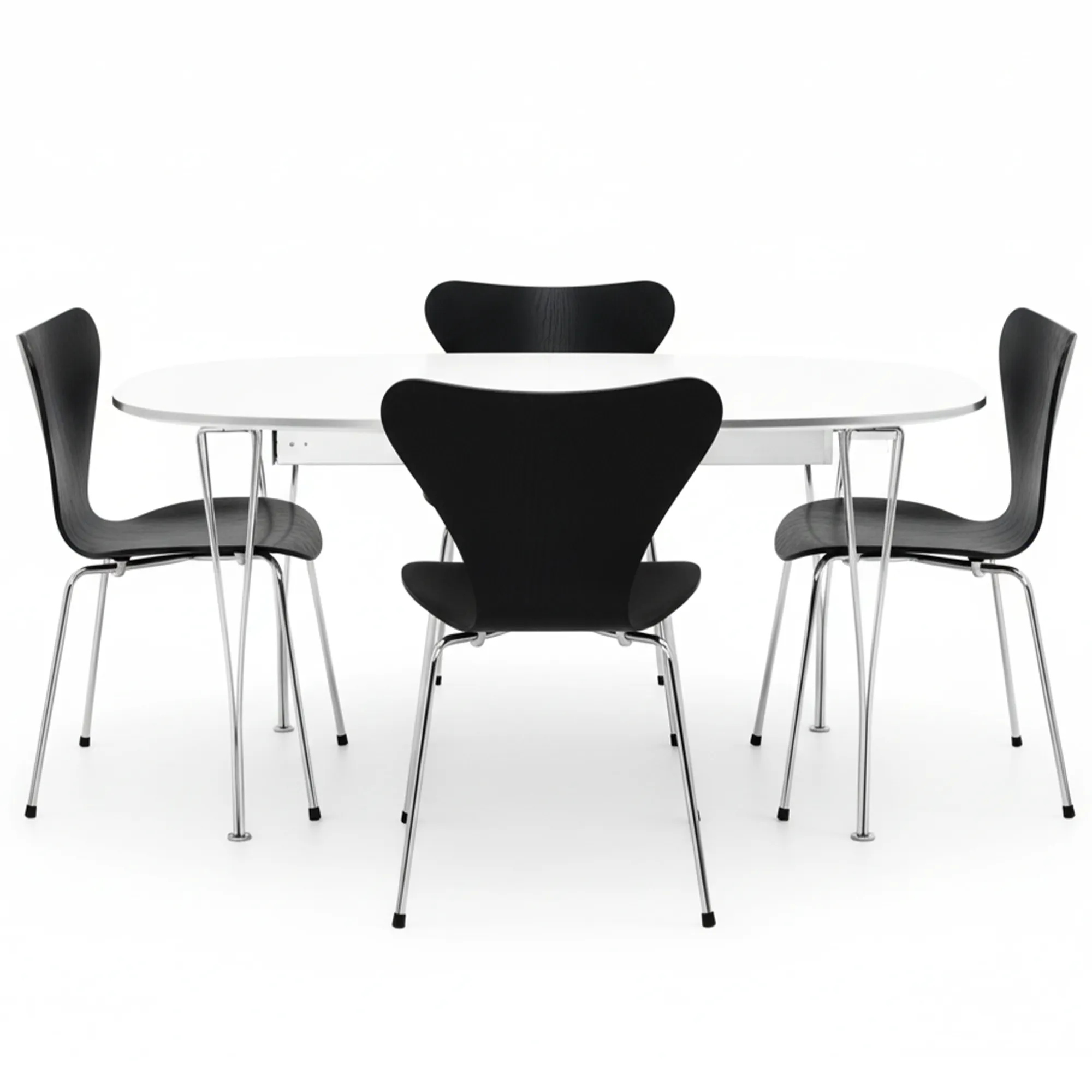 B620 Superellips spisebord & Sjuan 3107 spisestol svart ask 4 stk. - 1