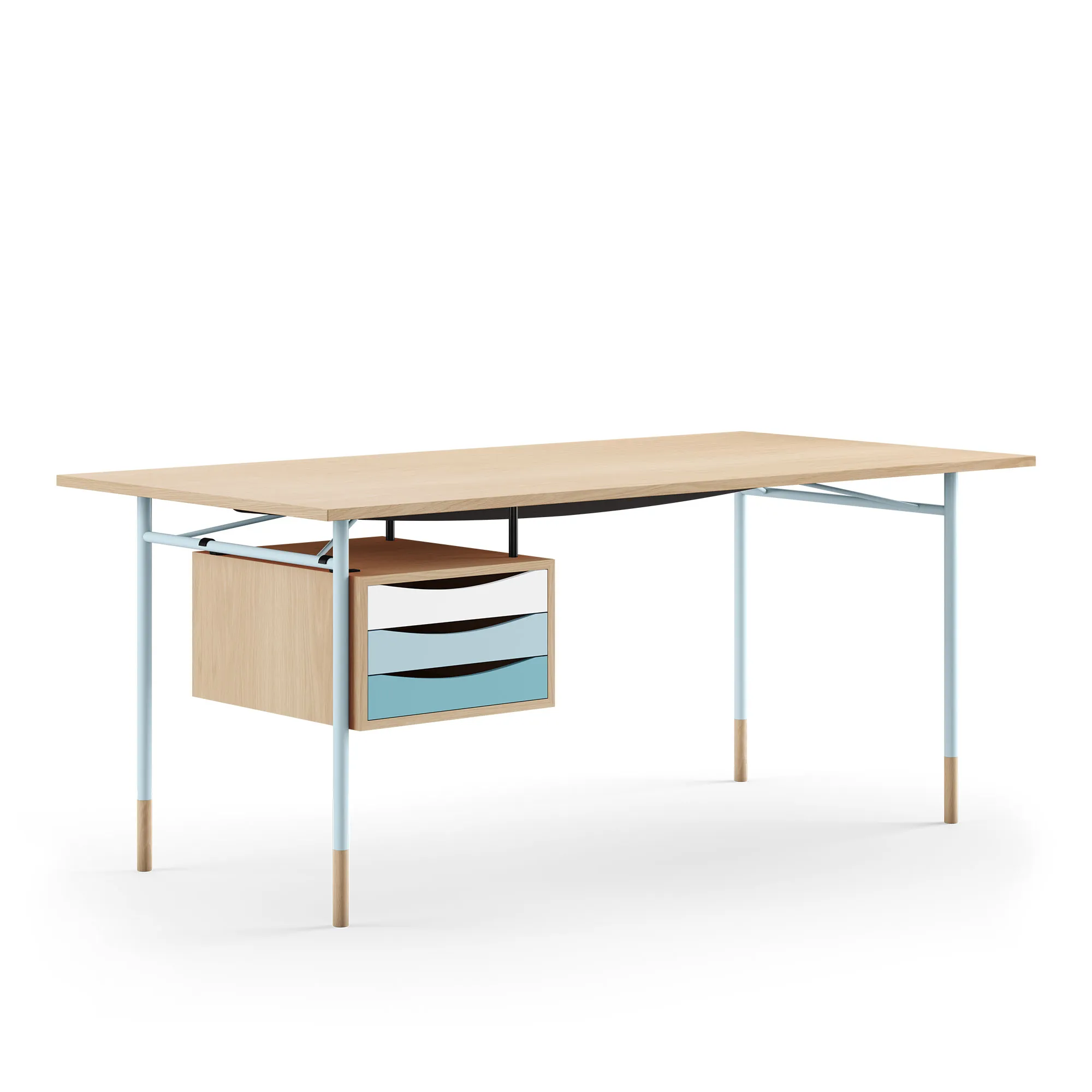 Nyhavn skrivbord 190 cm Cold med lådor Light blue - 1
