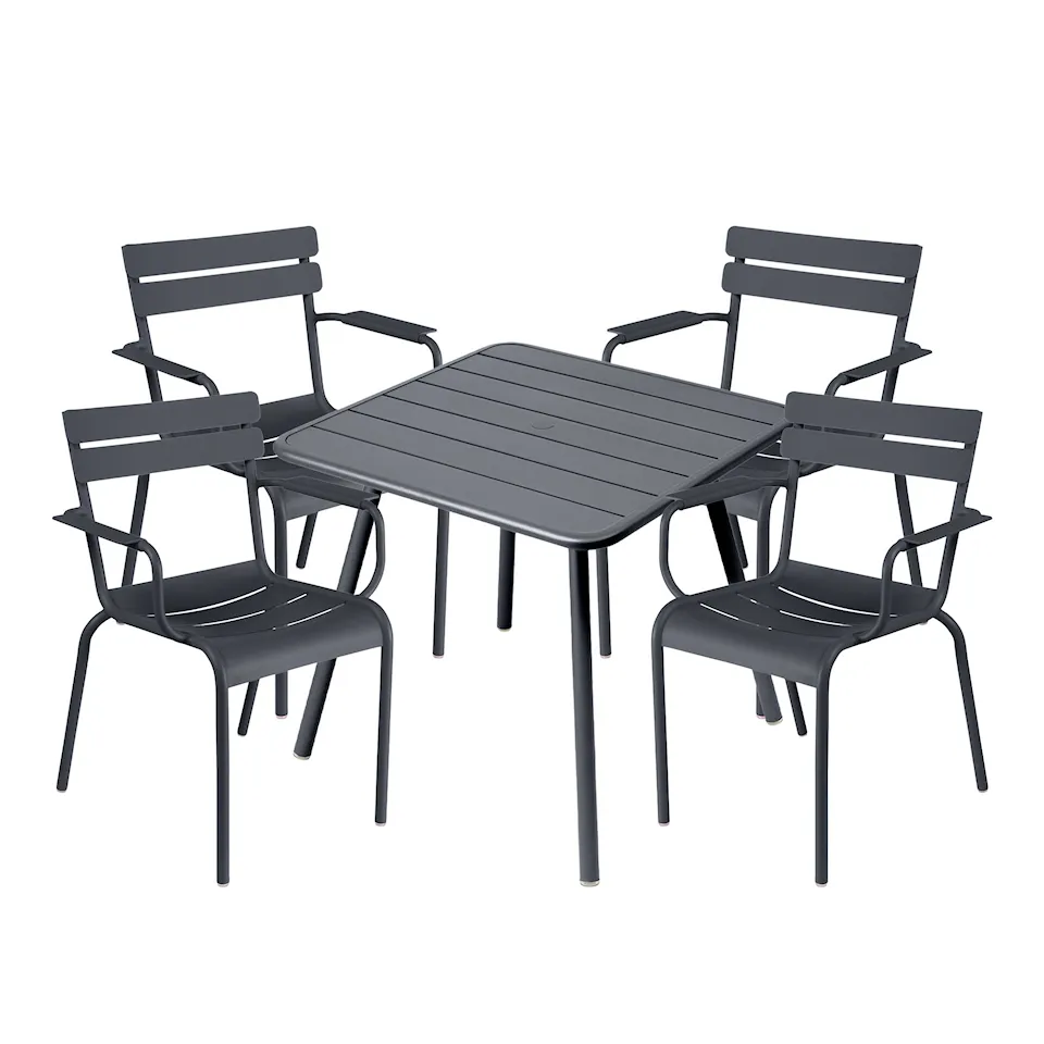 Luxembourg spisegruppe firbent bord & 4 karmstoler