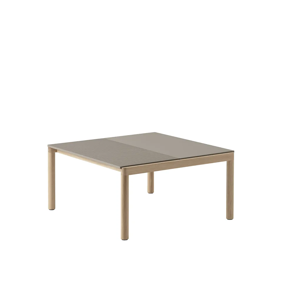 Couple Coffee Table / 80 x 84 x 40 cm - 1 Plain 1 Wavy - Taupe/Oak