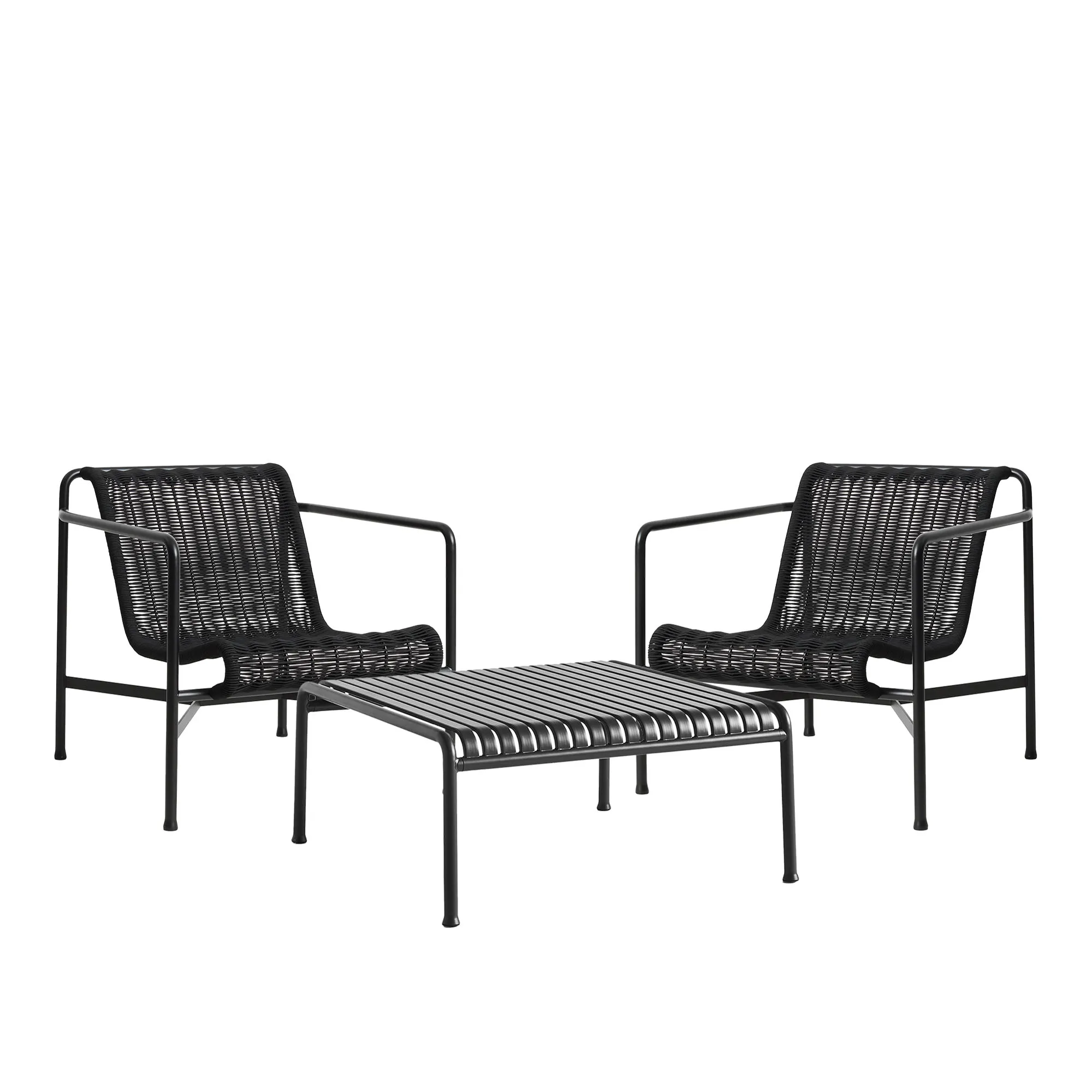 Palissade cord loungegruppe med 2 stoler & lavt tredgårdsbord - 1