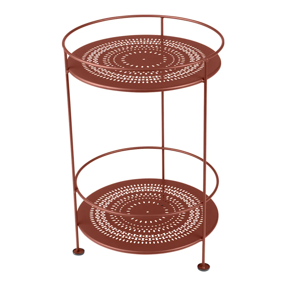 Guinguette Side Table With Perforated Double Top Red Ochre 20