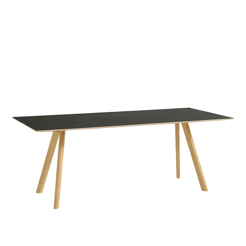 CPH30 2.0 Table Lacquered Oak Frame L200 X W90 X H74 Black Linoleum Tabletop Lacquered Edge