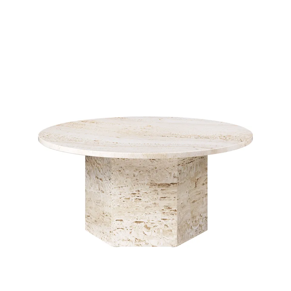 Epic Coffee Table, Round Ø80, White Travertine Stone