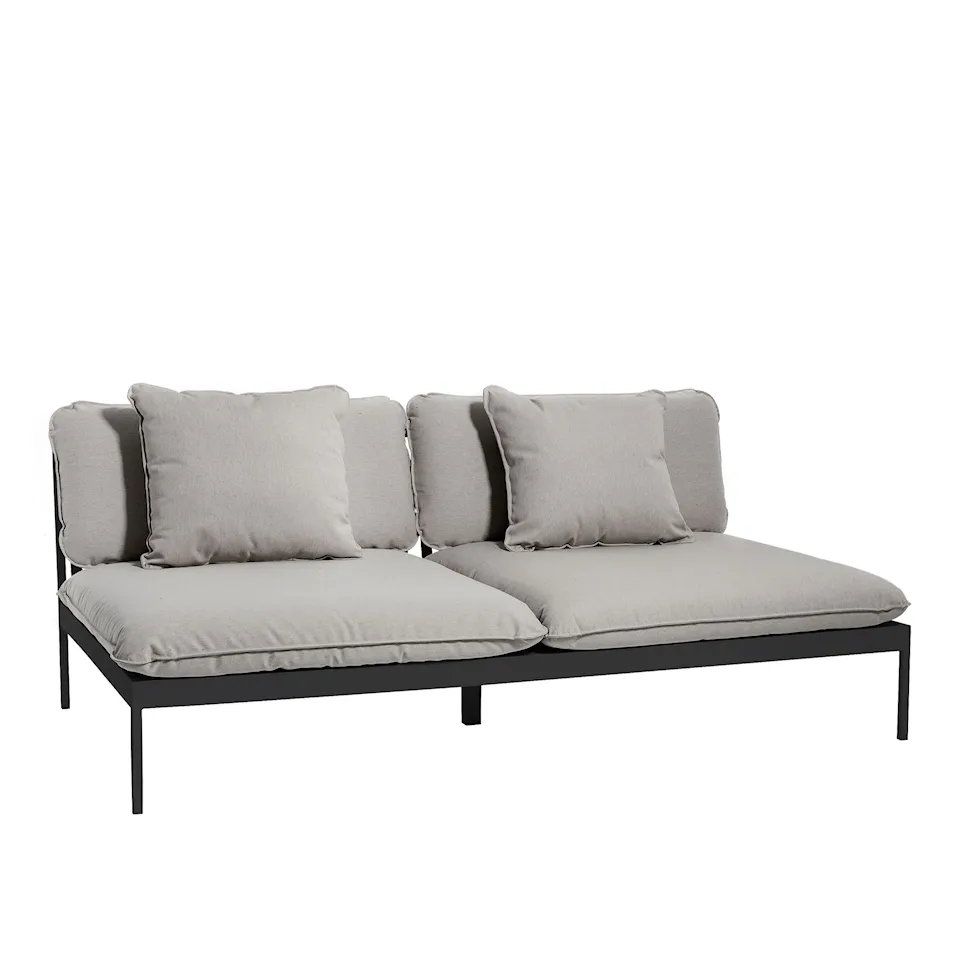 Bönan Lounge Sofa, Dark Grey Aluminum Frame, Cushion Light Grey Sunbrella Sling