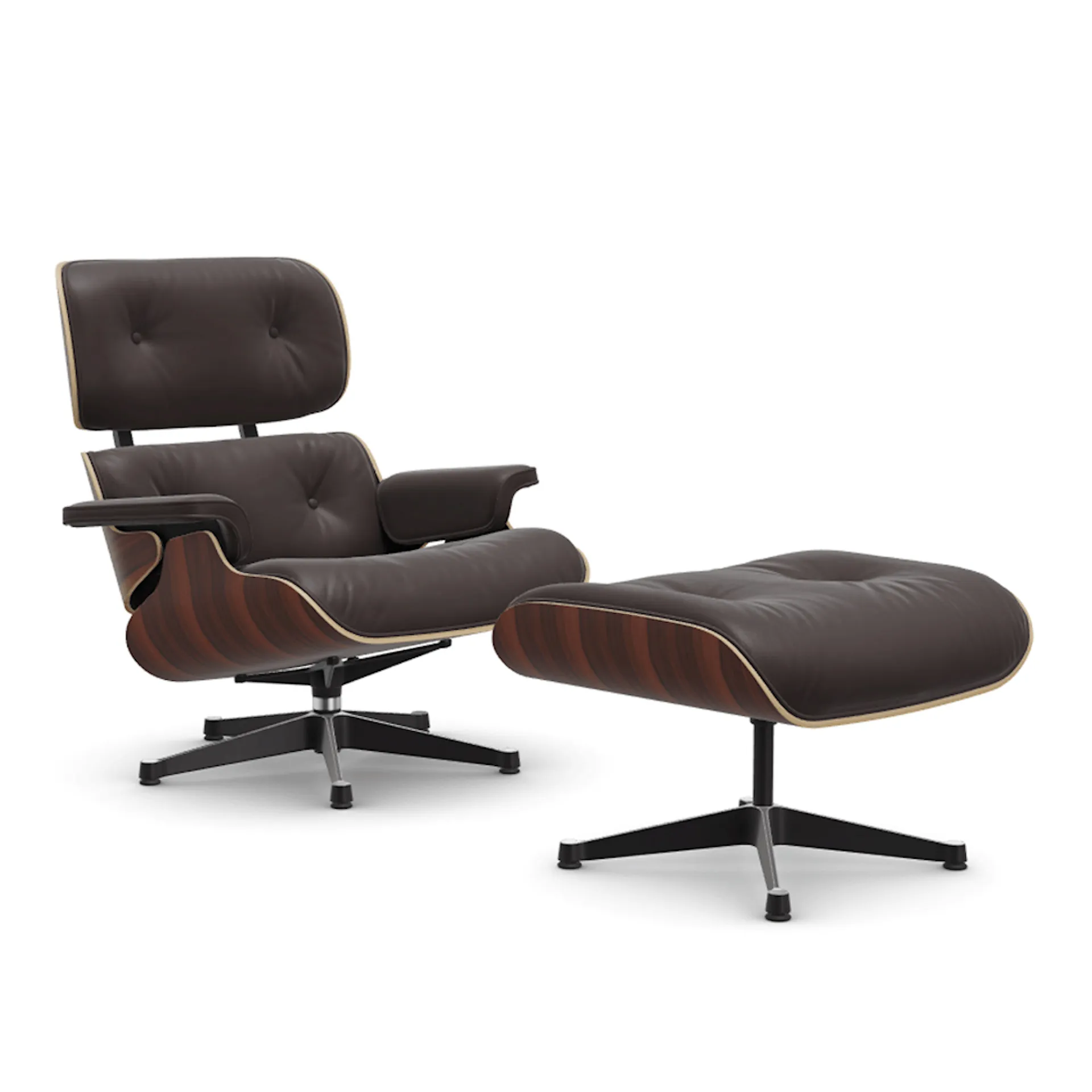 Eames Lounge Chair & Ottoman Santos Palisander svart/polert base - Vitra - Charles & Ray Eames - NO GA