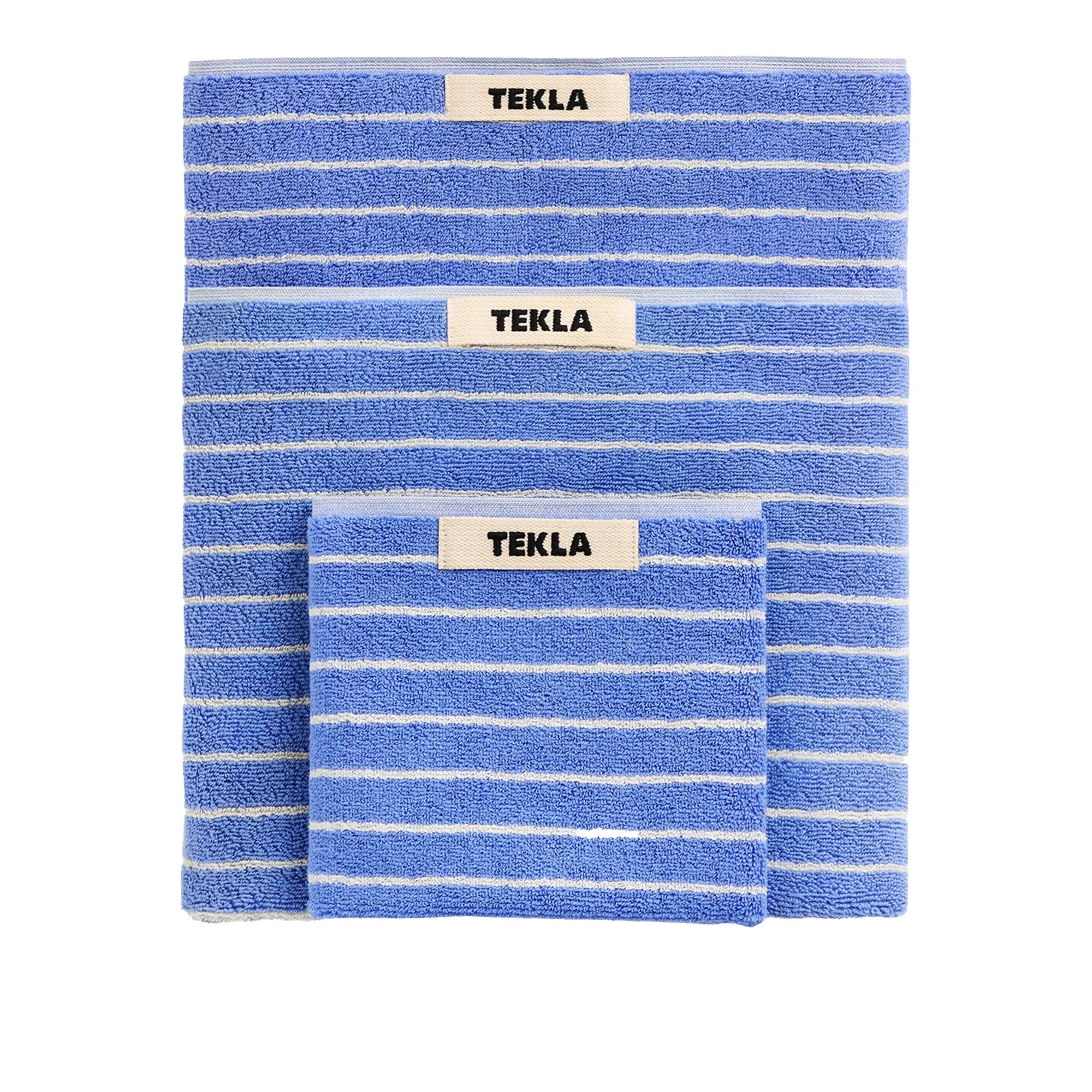 Terry Clear Blue Stripes håndkle - 1