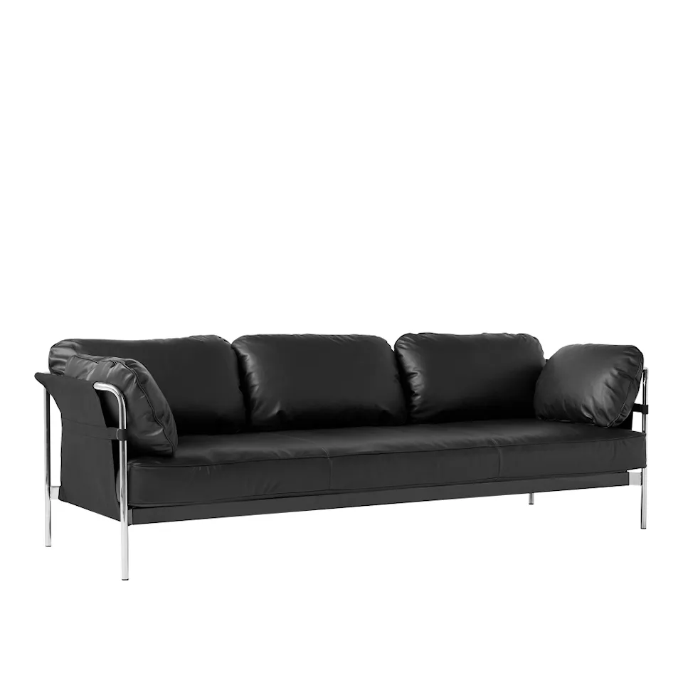 Can 3-seters sofa Chrome/Black