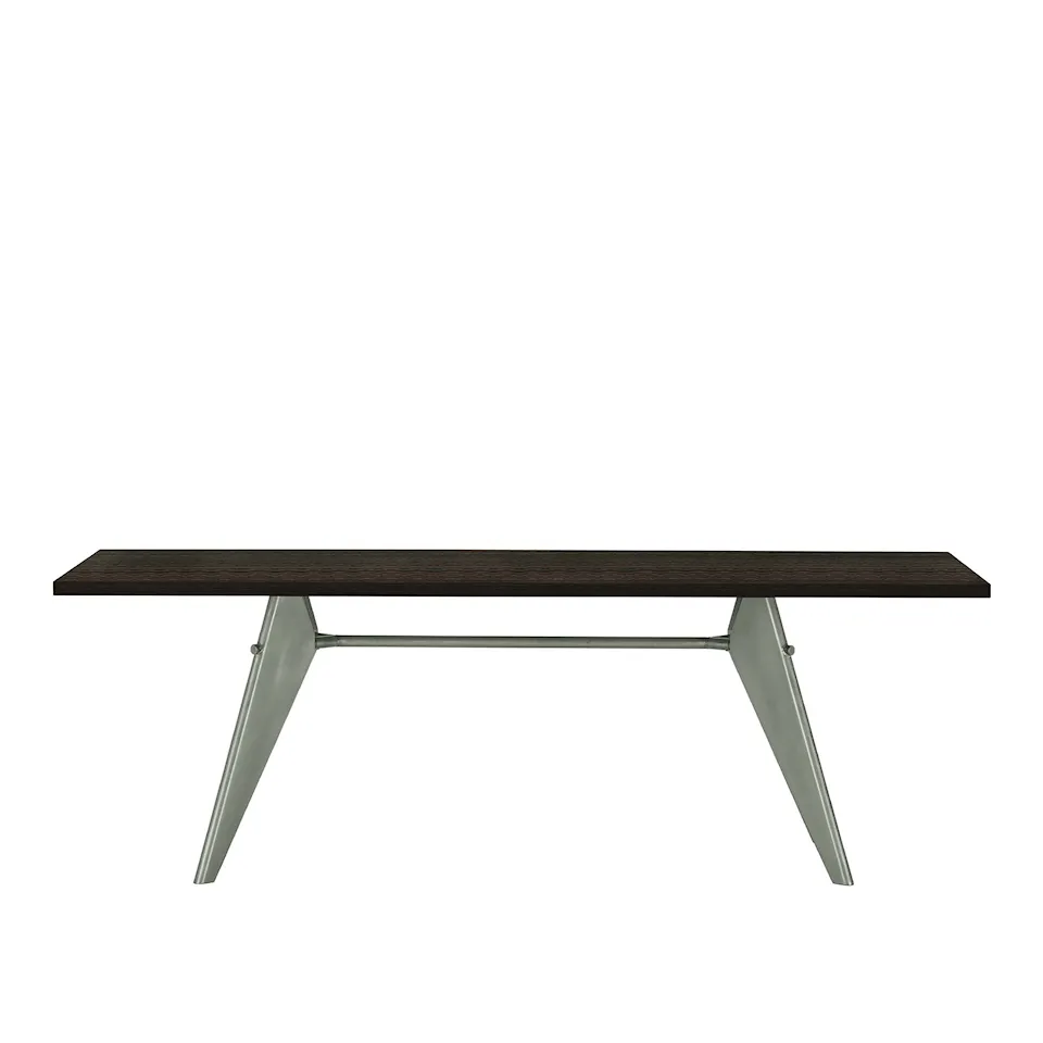 EM Table 260, Base Prouvé Gris Vermeer - Dark Oak Veneer