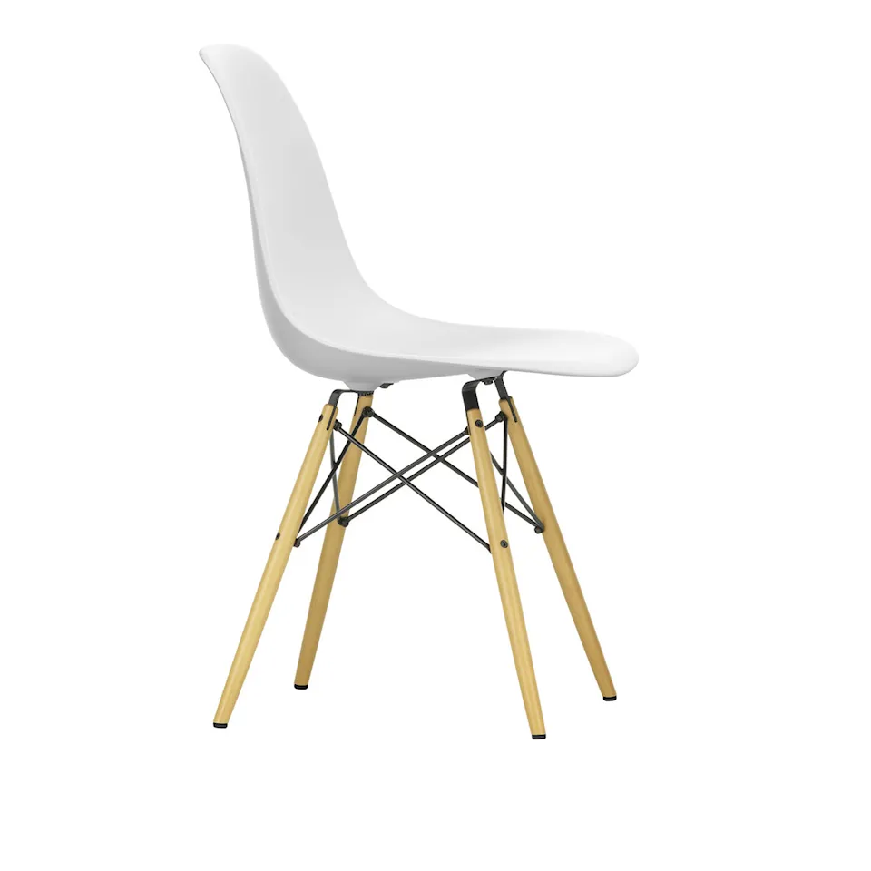 Eames RE Plastic Chair DSW 85 Cotton White, Golden Maple
