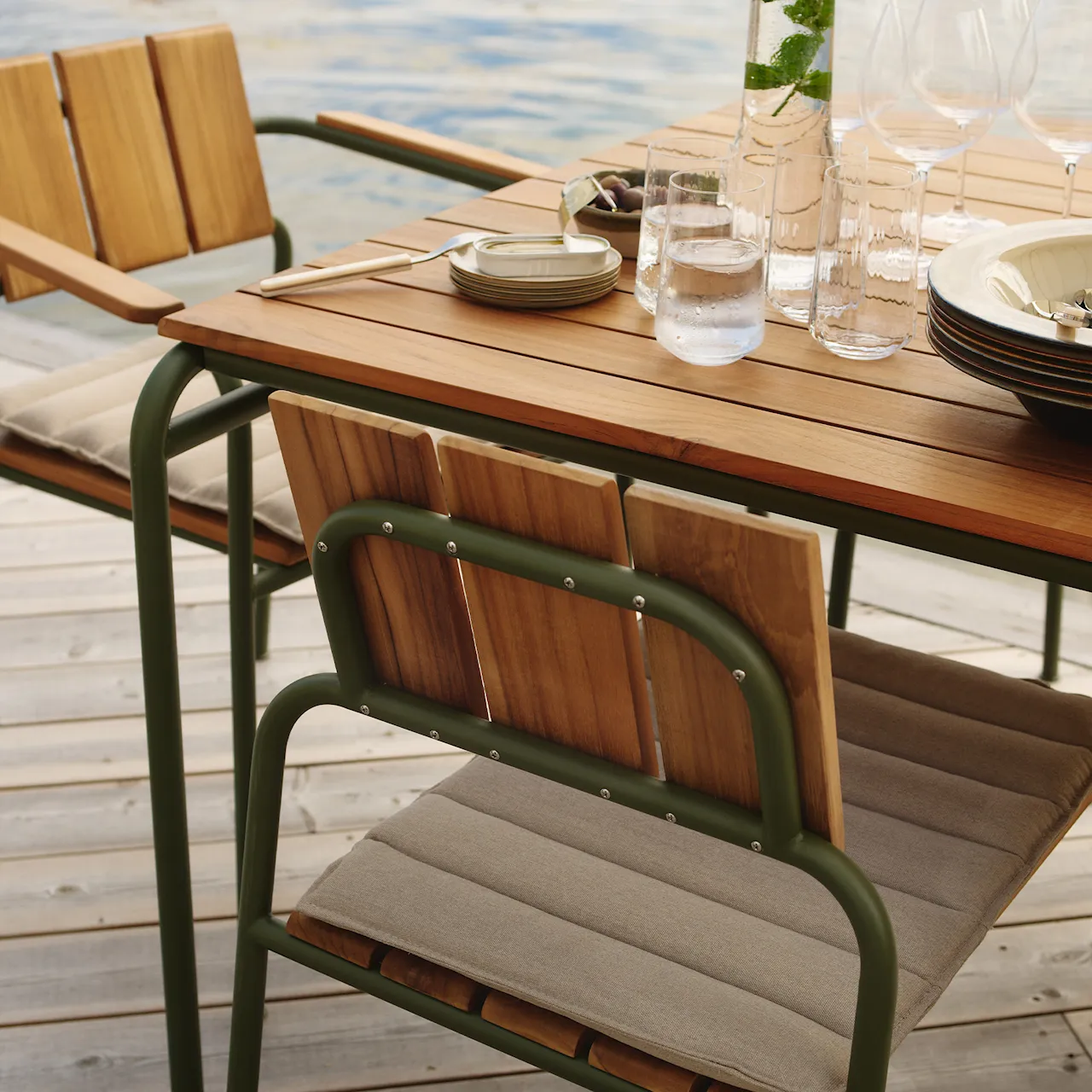 Seat cushion for Kallio dining chair without armrests beige canvas