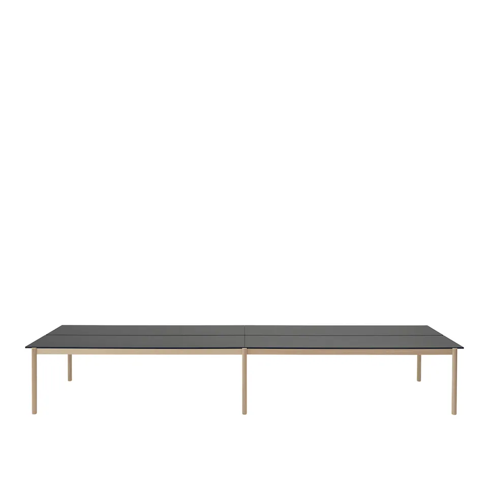 Linear system table 110cm black nanolaminate/black abs/oak