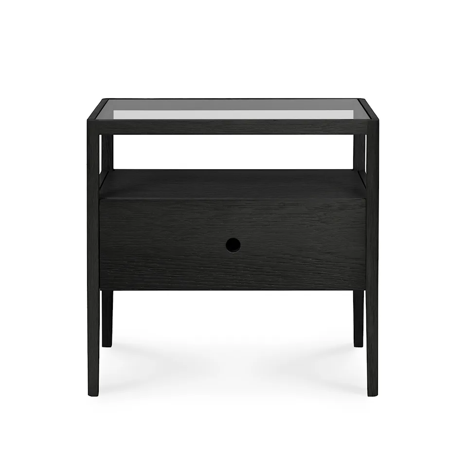 Spindle Bedside Table 1 Drawer - Black Oak