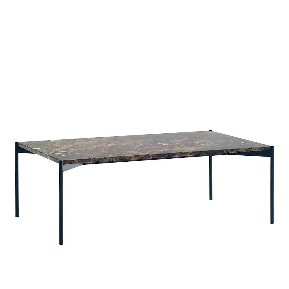 Plateau Table 100x60, Emperador Dark Marble Top Black Standard Legs