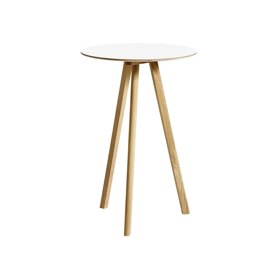 CPH20 2.0 High Table Lacquered Solid Oak Frame Ø70 X H105 White Top Lacquered Edge