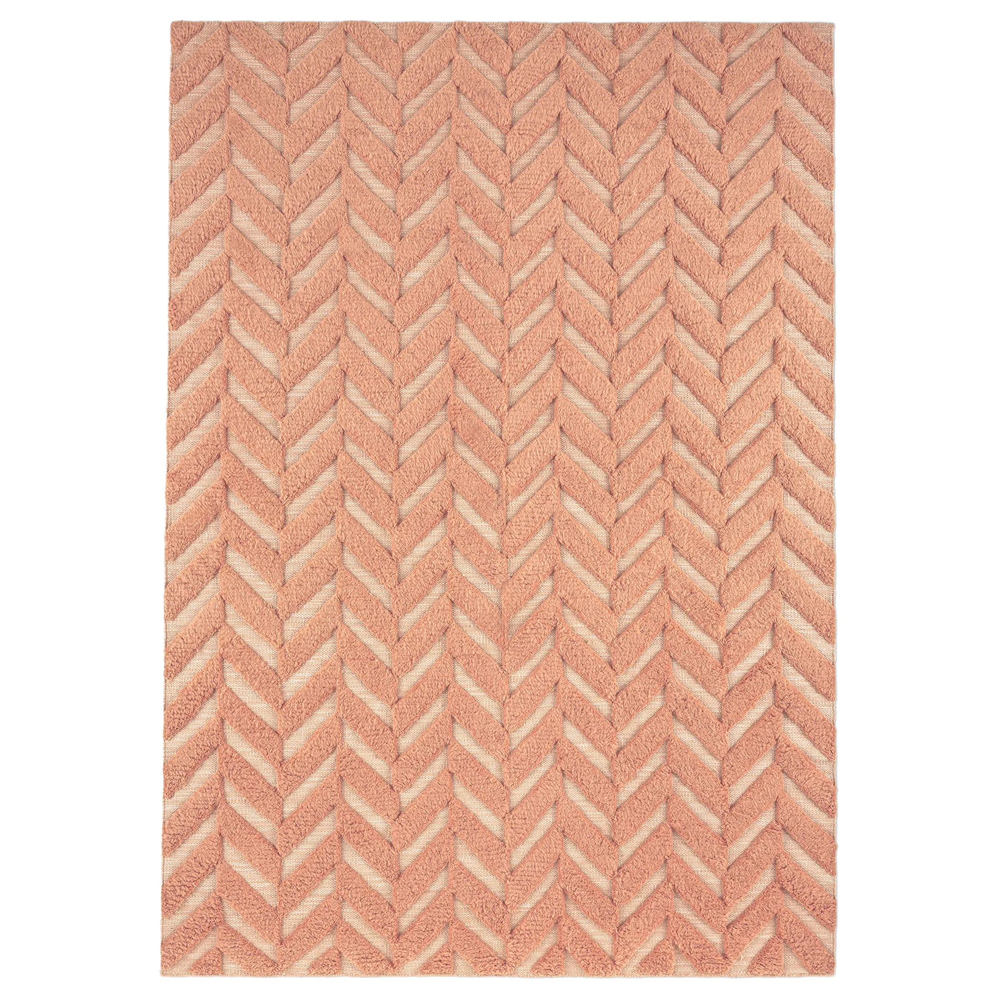 Herringbone Salmon Pink ullteppe - 1