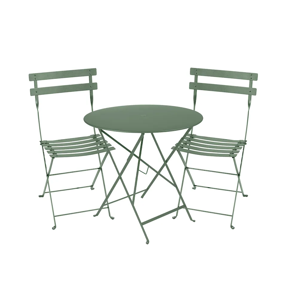 Bistro spisegruppe bord 77cm & 2 metall stoler