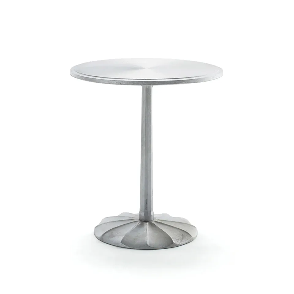 Uppsala nature utespisebord rå aluminium Ø 65 cm