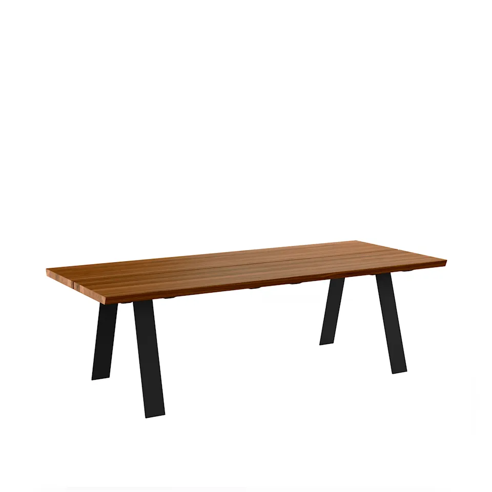 GM 3200 Plank Table, 210 x 100 cm, Tabletop Oiled Walnut, Without additional top, Base in black powder coated steel