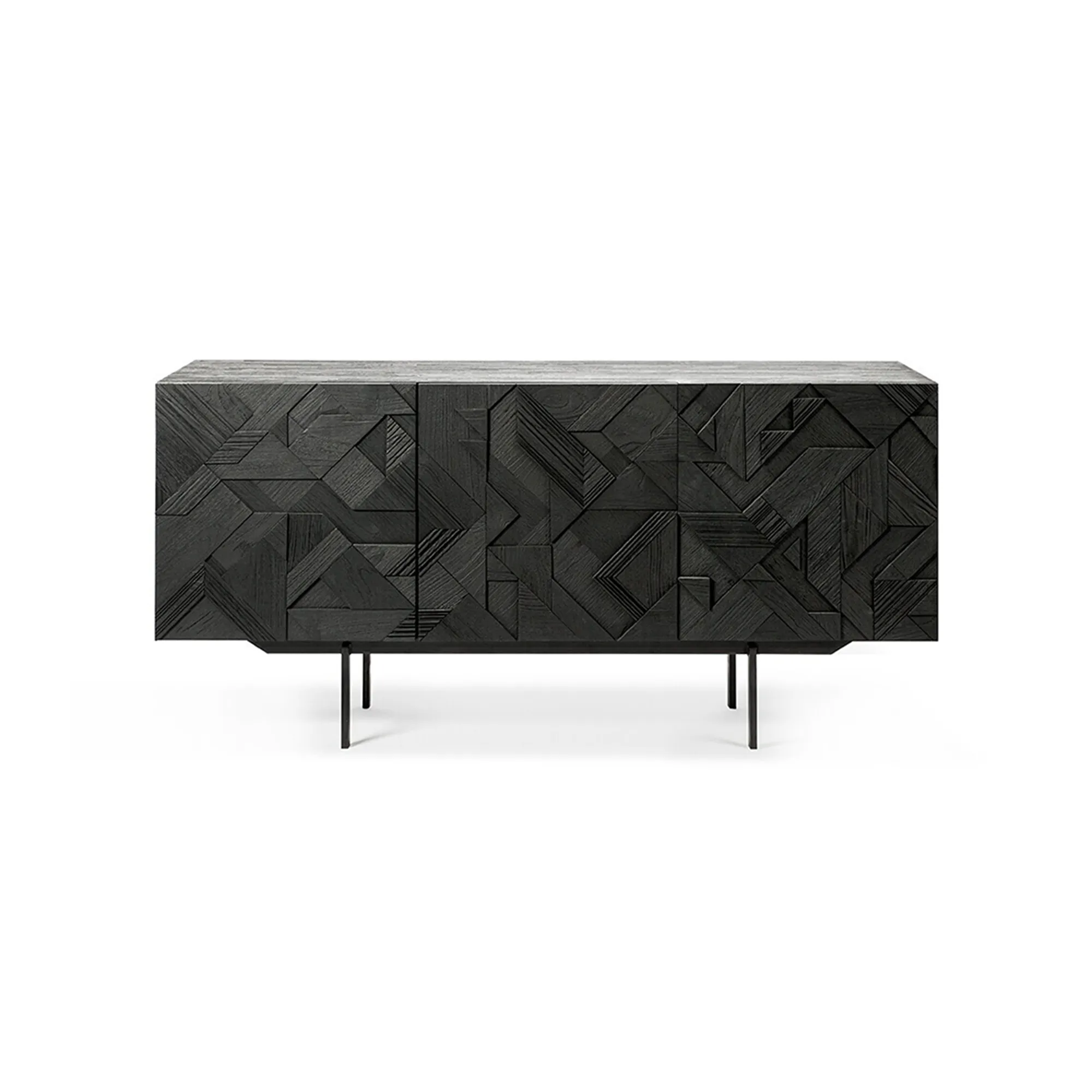 Teak Graphic Black Sideboard - 1