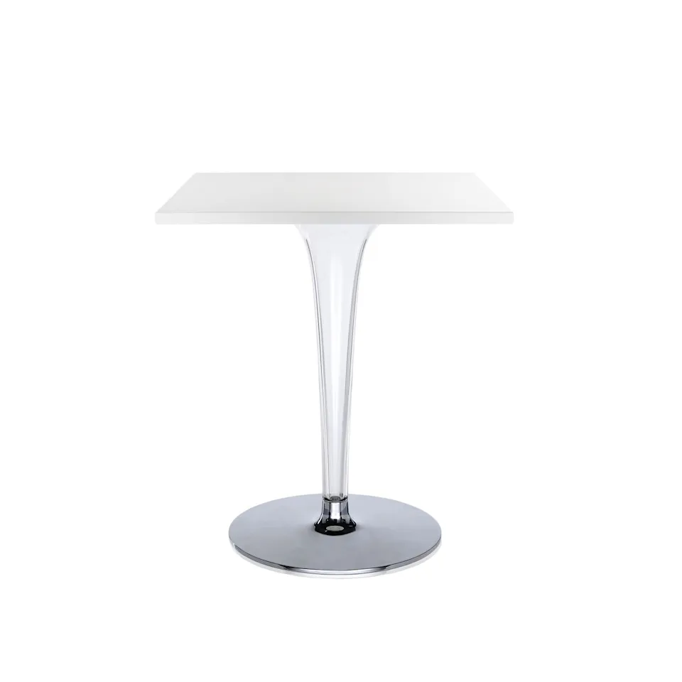 Top Top Table 4203 70x70, White Melamine Top, Rounded Base