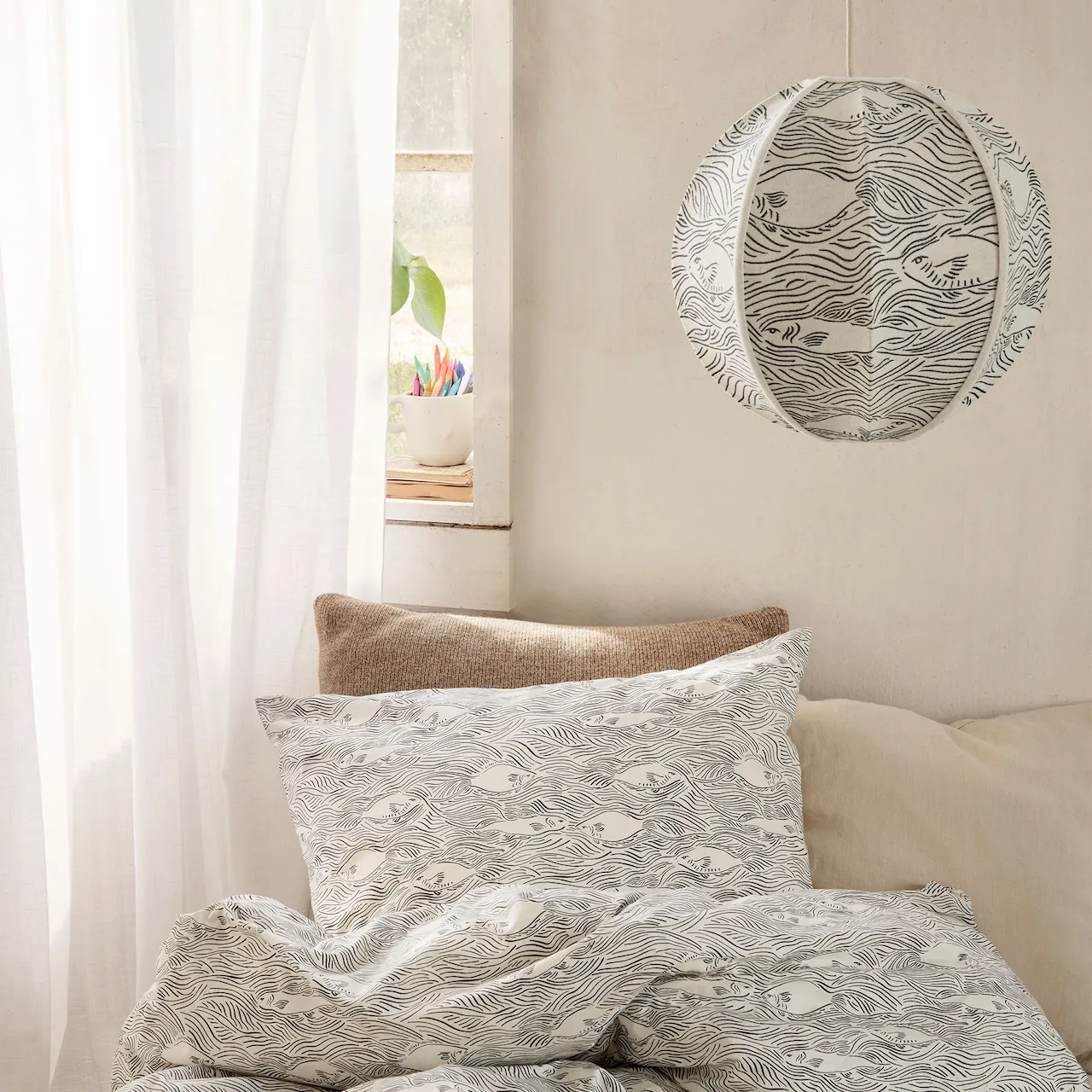 Embroided Textile lampeskjerm