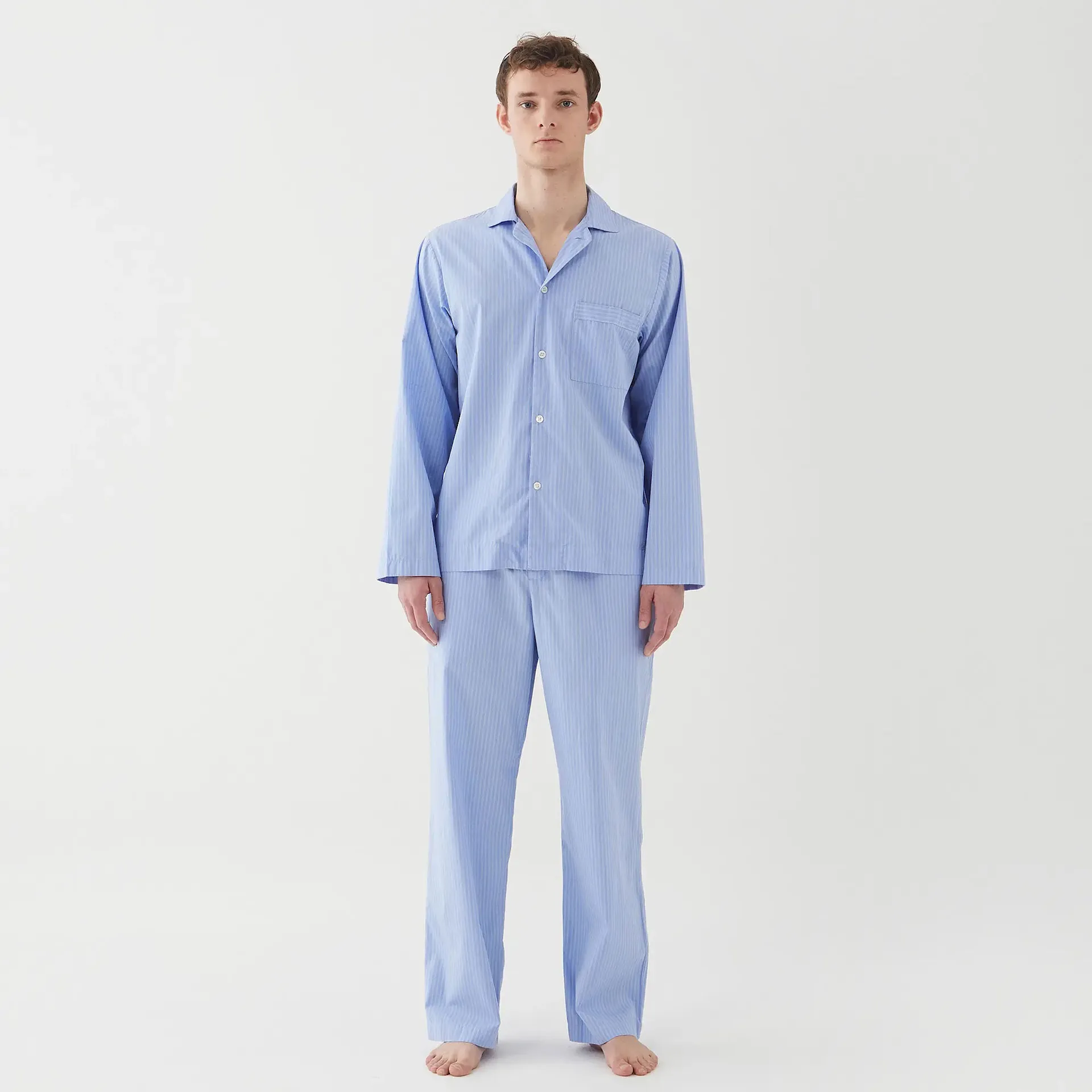 Poplin Pyjamas Pants Blue Pin Stripes - TEKLA - NO GA