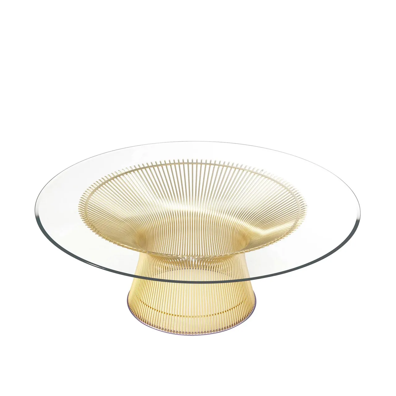 Platner Coffee Table - 18k guld, Ø 107 cm, skiva i grön Apli marmor