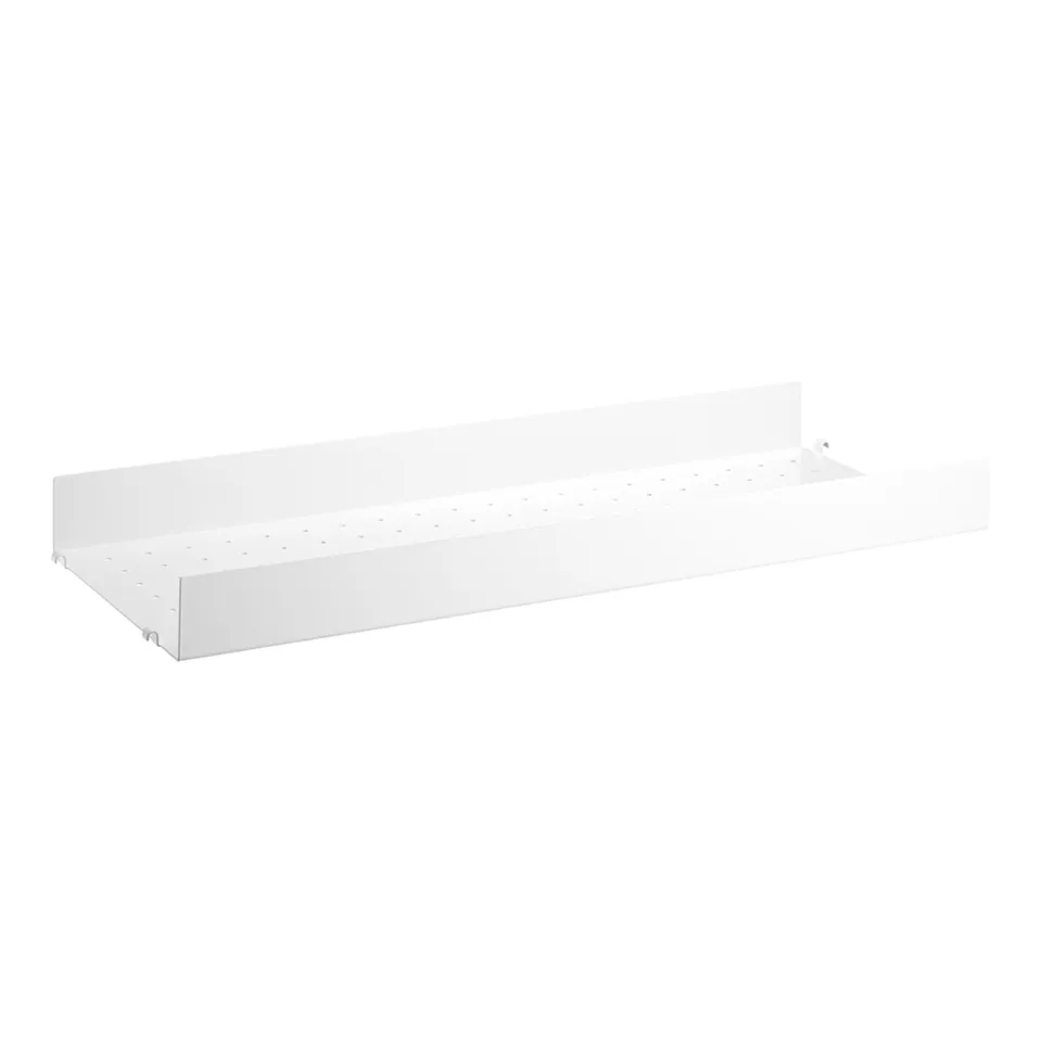 metallhylleplate 78x30cm hög kant hvit