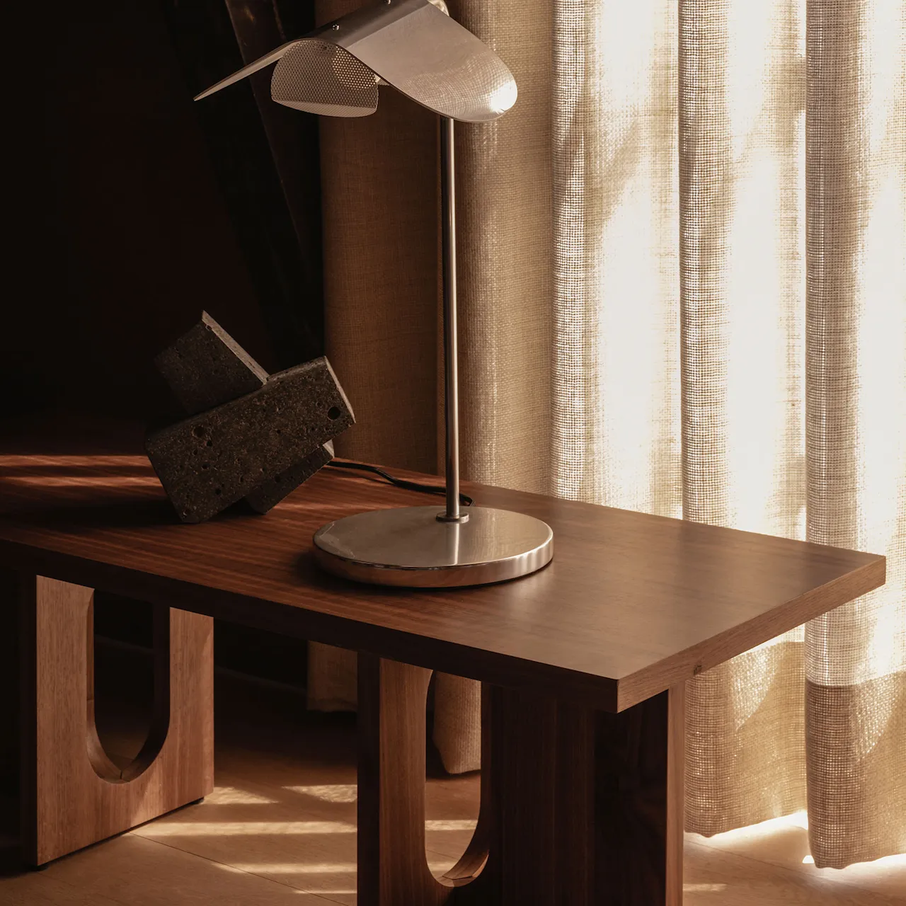 Androgyne Lounge Table, Base Walnut, Top Walnut