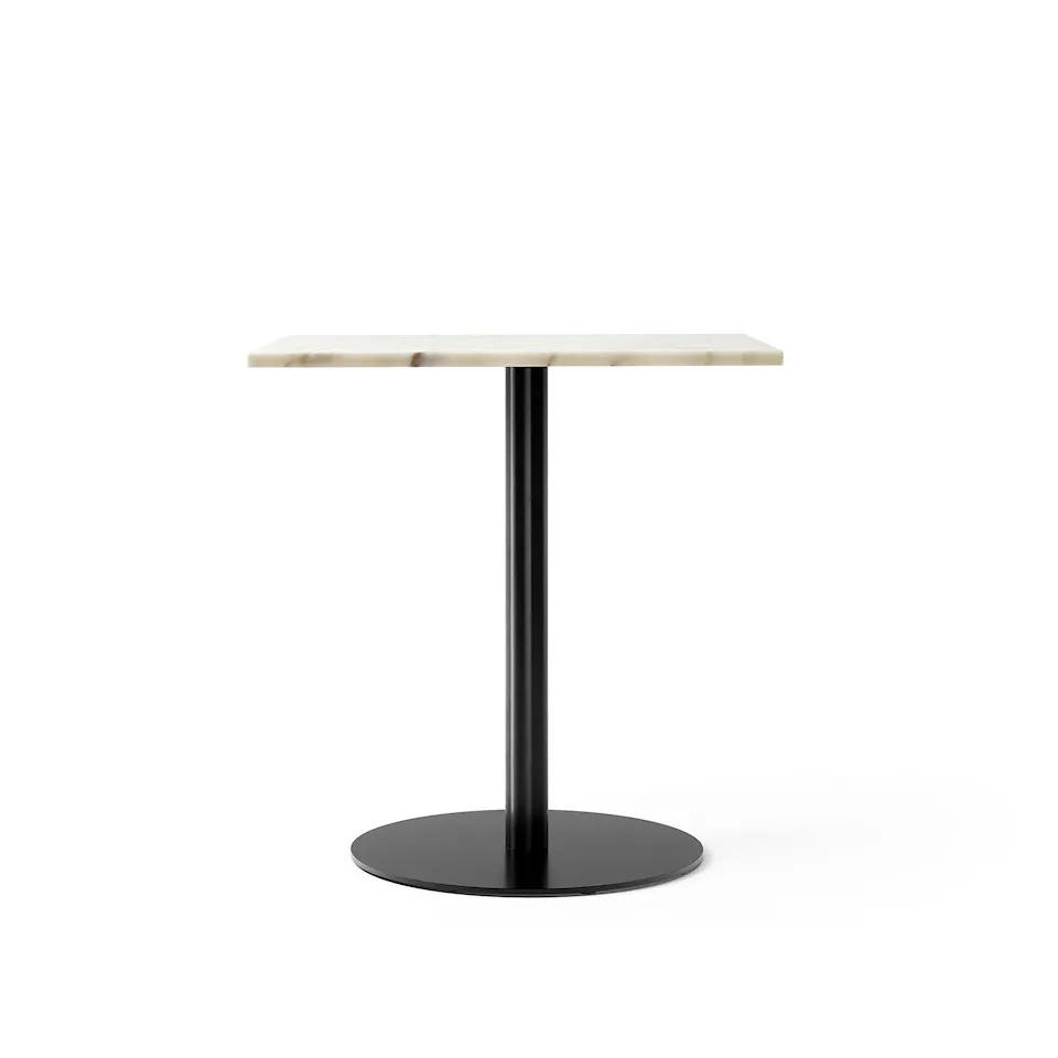 Harbour Column Dining Table 60x70Off White Marble Tabletop with Black Base