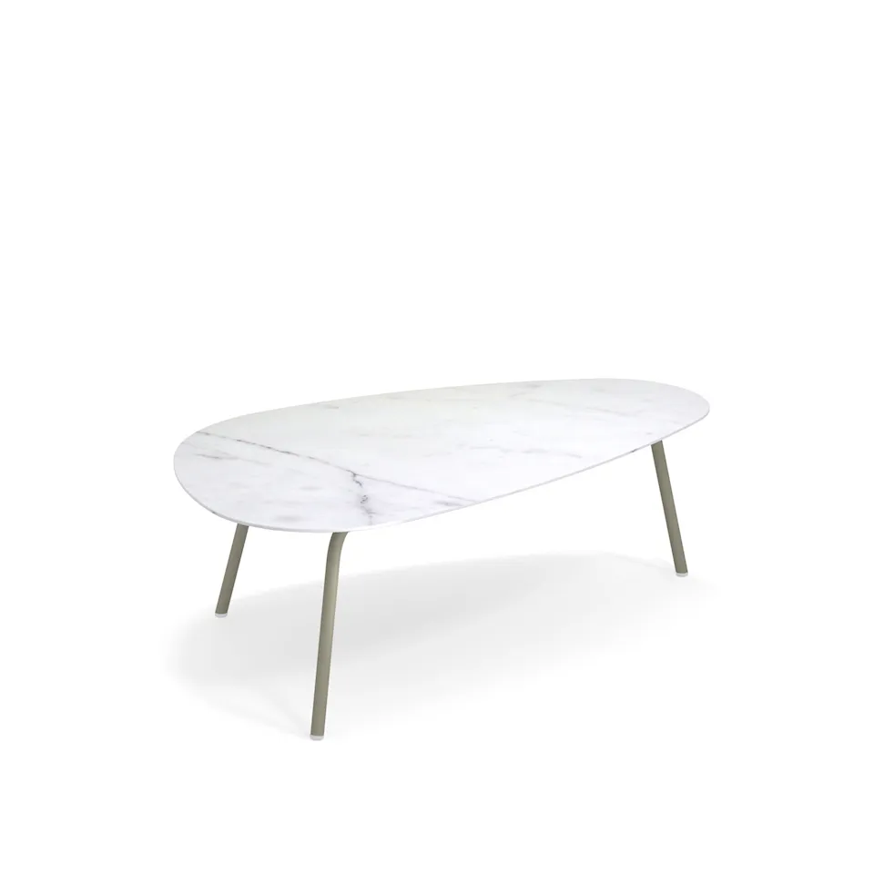 Terramare Large Coffee Table, Frame: Green/Grey, Top: Porcelain Stoneware, Statuario White