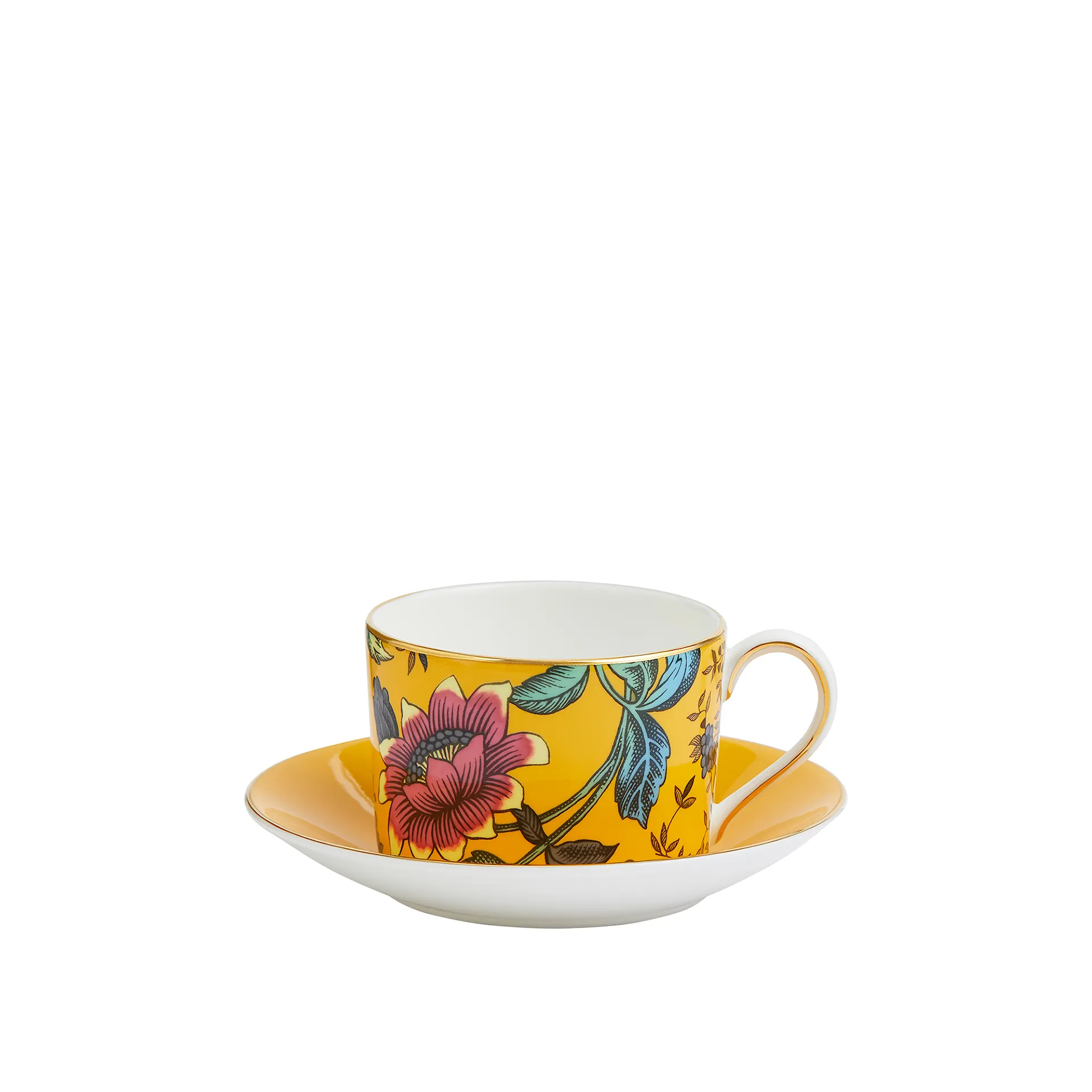 Wonderlust Yellow Tonquin Teacup  Saucer - Wedgwood - NO GA