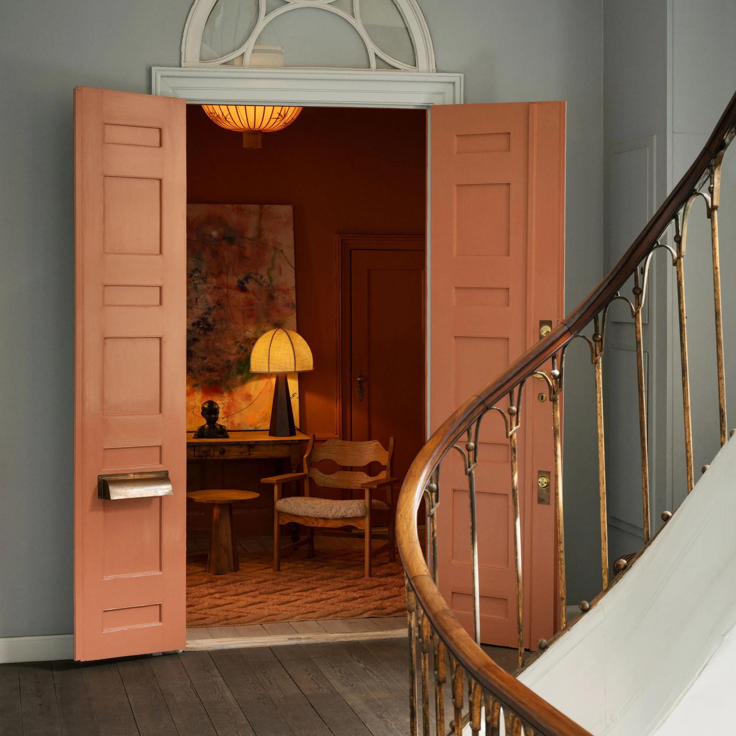 Herringbone Salmon Pink ullteppe - 2