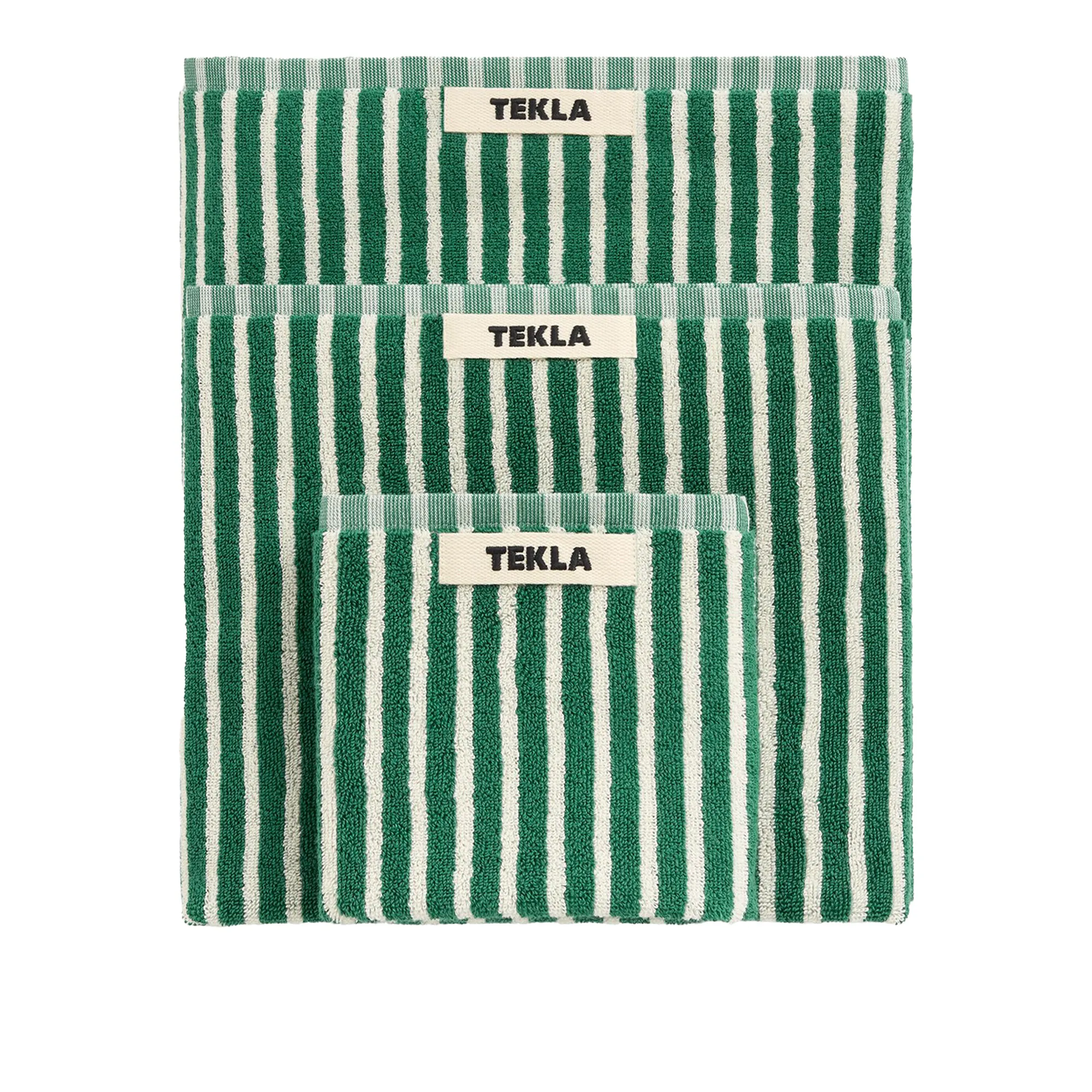 Terry Teal Green Stripes håndkle - 1